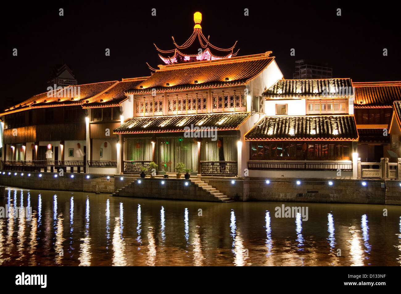 Bella scena notturna della città di Suzhou, Cina Foto Stock