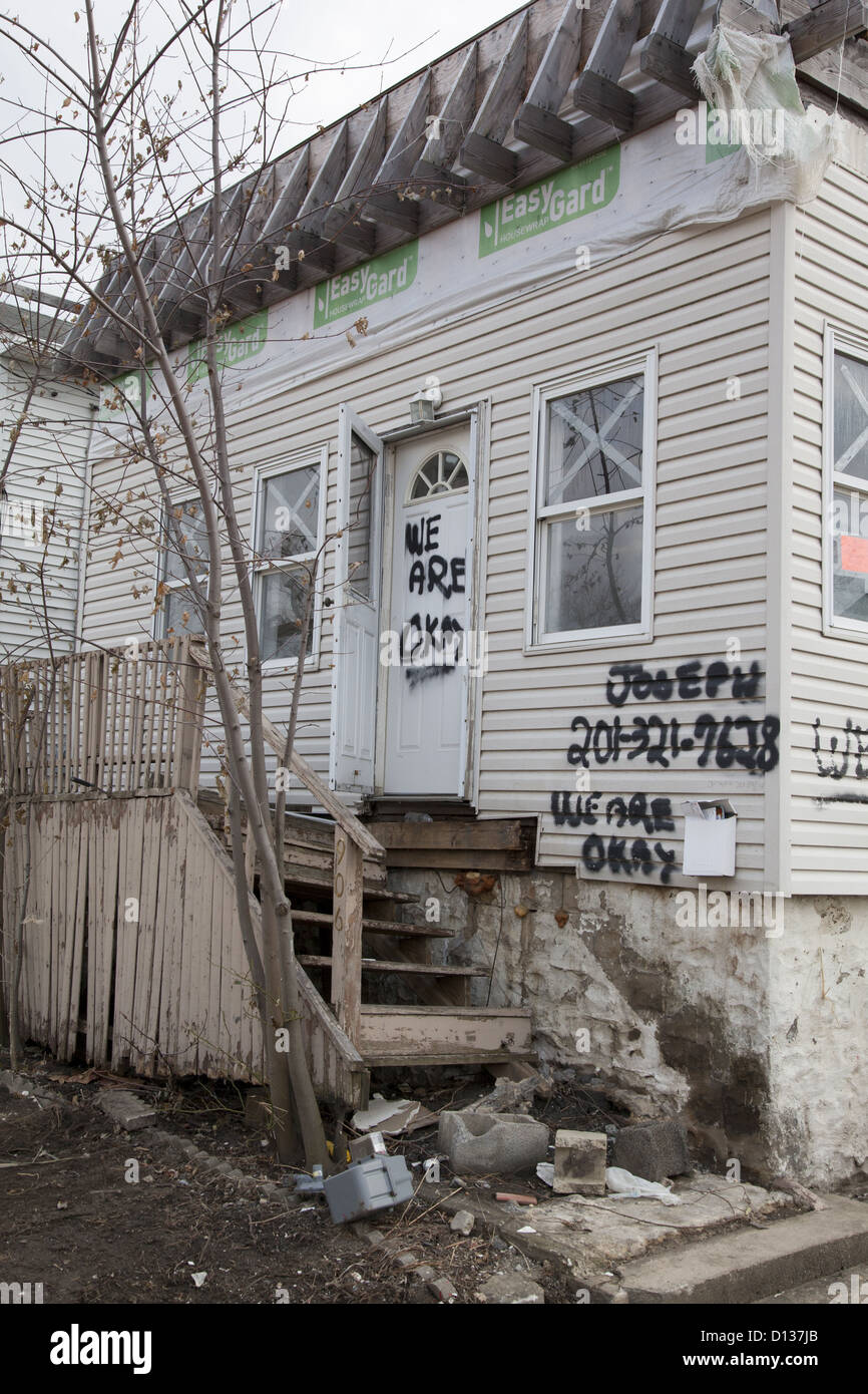 Case danneggiate o distrutte dall uragano Sandy lungo il Jersey Shore. Monmouth County NJ Foto Stock