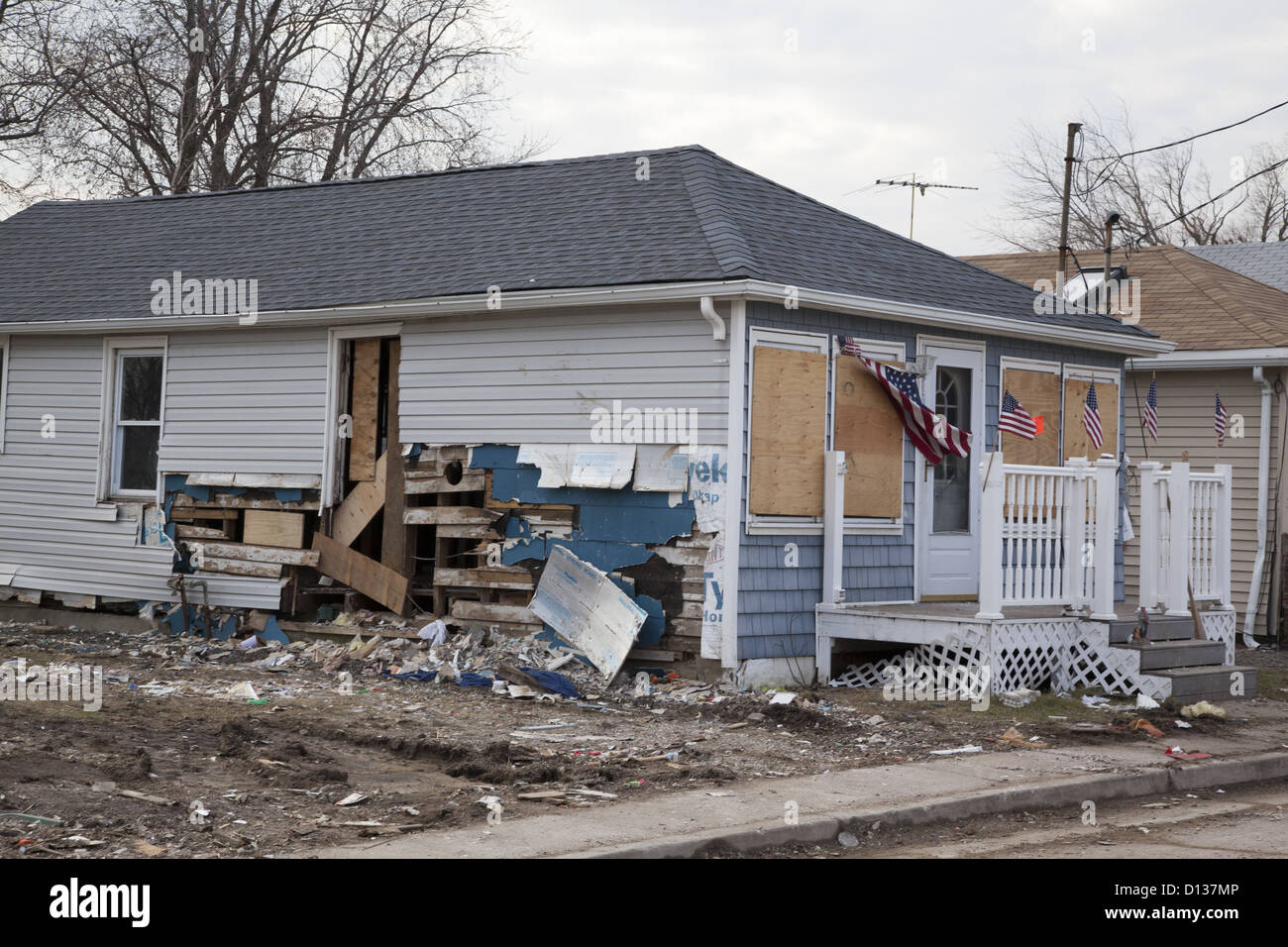 Case danneggiate o distrutte dall uragano Sandy lungo il Jersey Shore. Monmouth County NJ Foto Stock