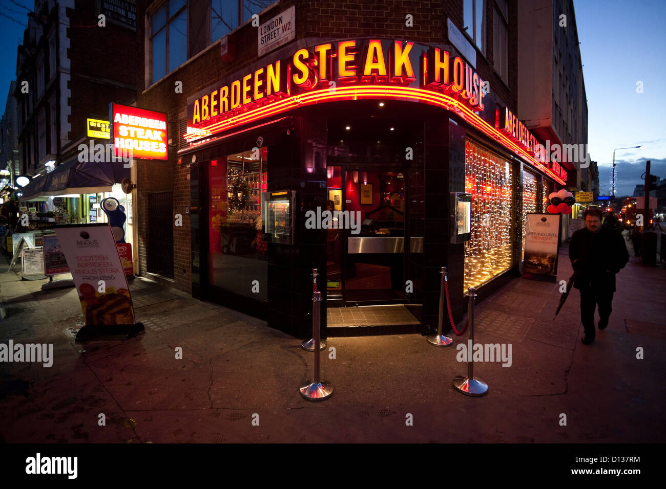 Aberdeen Steak House Restaurant on Praed Street, Paddington, Londra, Inghilterra, Regno Unito. Foto Stock