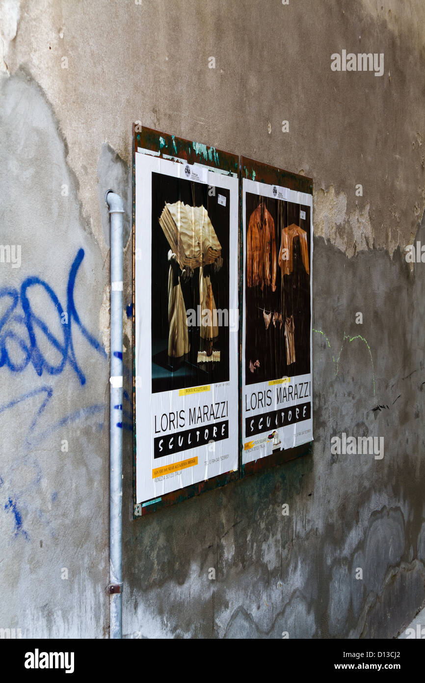 Cartello su una facciata a Venezia, Italia Foto Stock