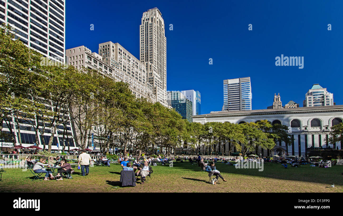 Bryant Park Manhattan, Bank of America, NYC Foto Stock
