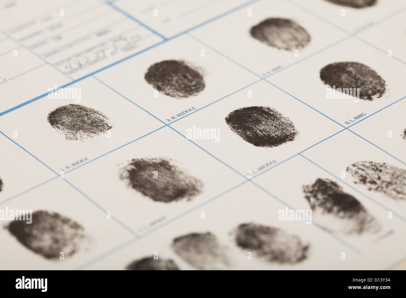 Le impronte digitali in polizia record Foto Stock