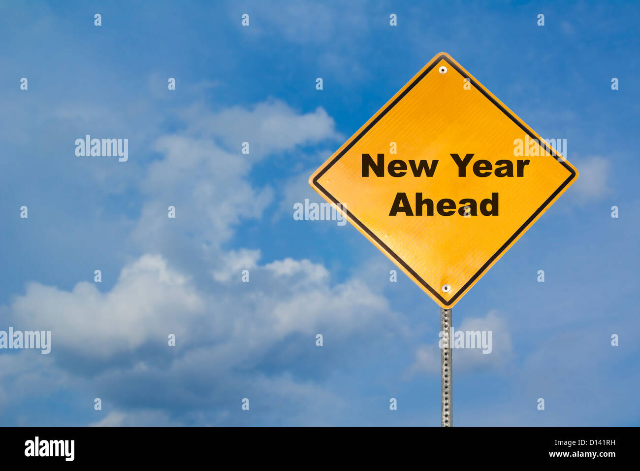 Stati Uniti d'America, Illinois, Metamora, cartello stradale con "Nuovo anno a venire" Foto Stock
