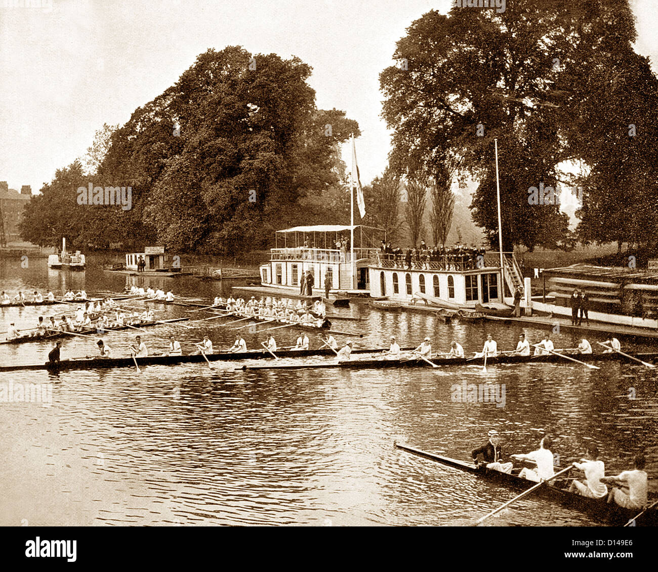 Oxford Eights sul Fiume Tamigi periodo Vittoriano Foto Stock