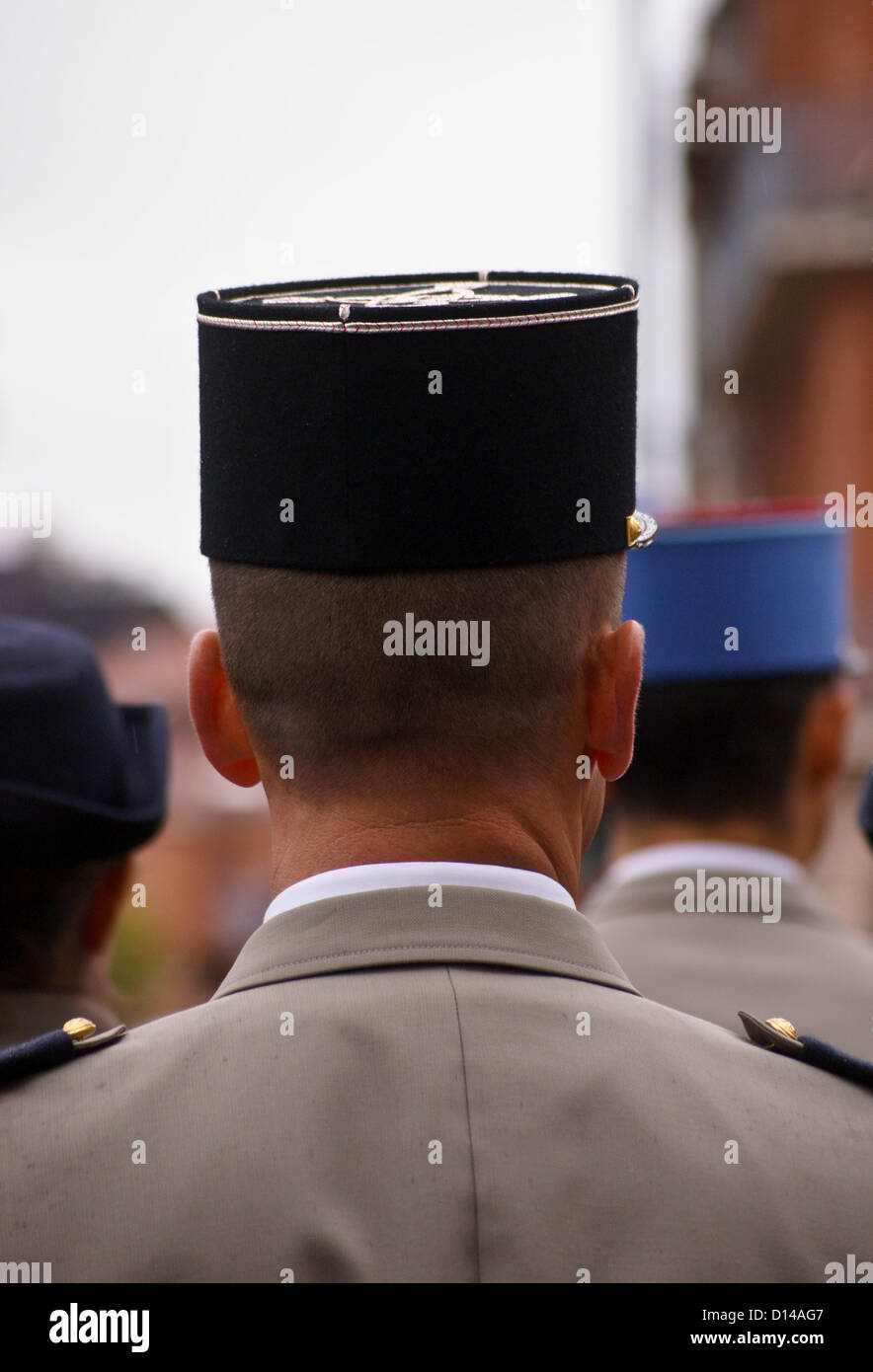Képi di un francese marine, ricordo domenica parade (Jour du souvenir), Monumento aux Morts, Toulouse, Haute-Garonne, Francia Foto Stock