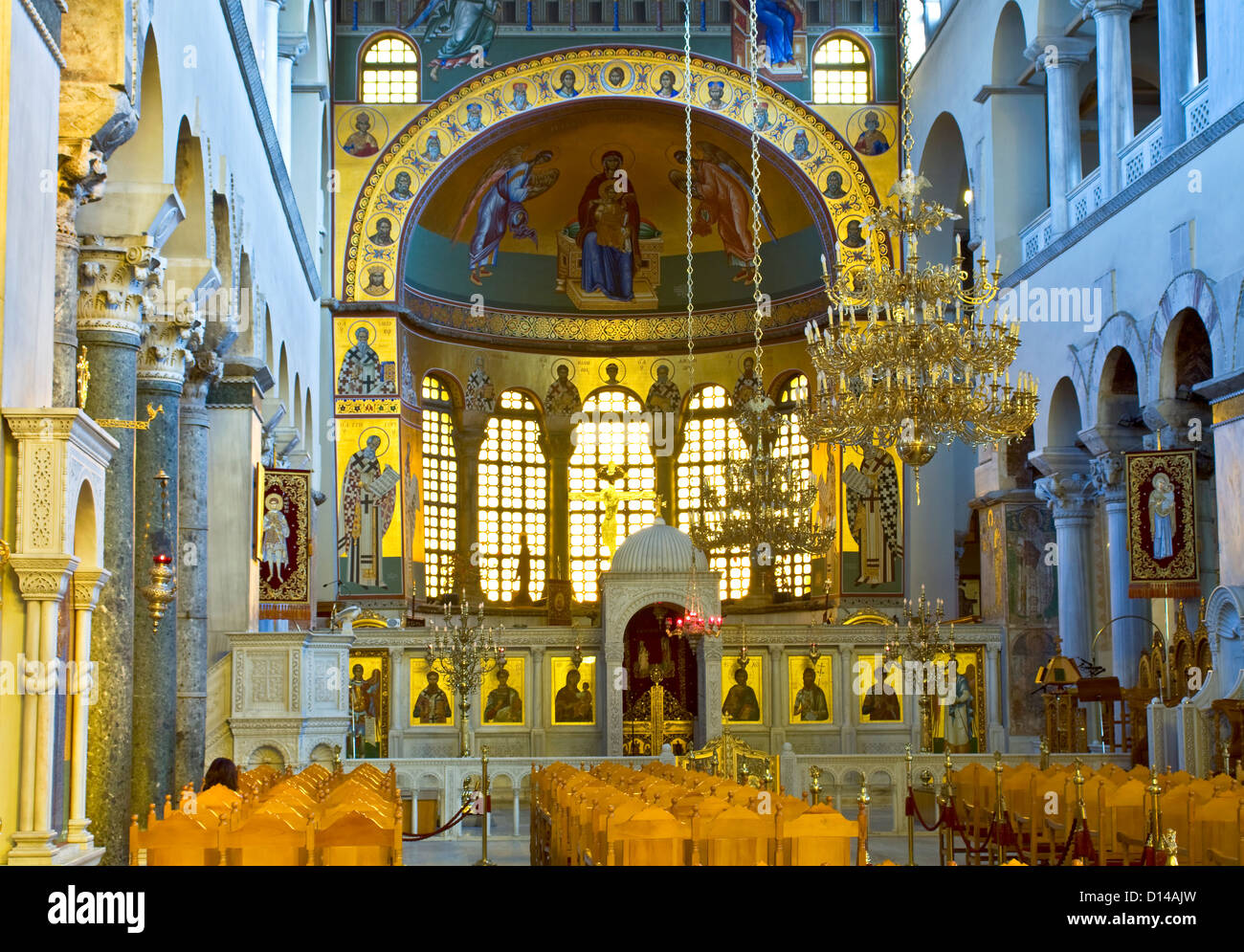 Chiesa greco ortodossa interno, San Demetrio di Salonicco Foto Stock