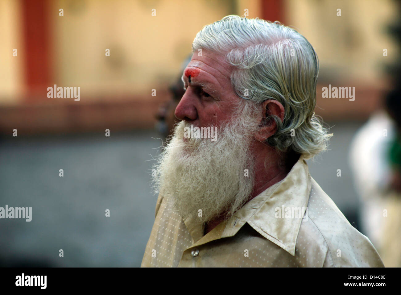 Profilo di un uomo indù in India Foto Stock