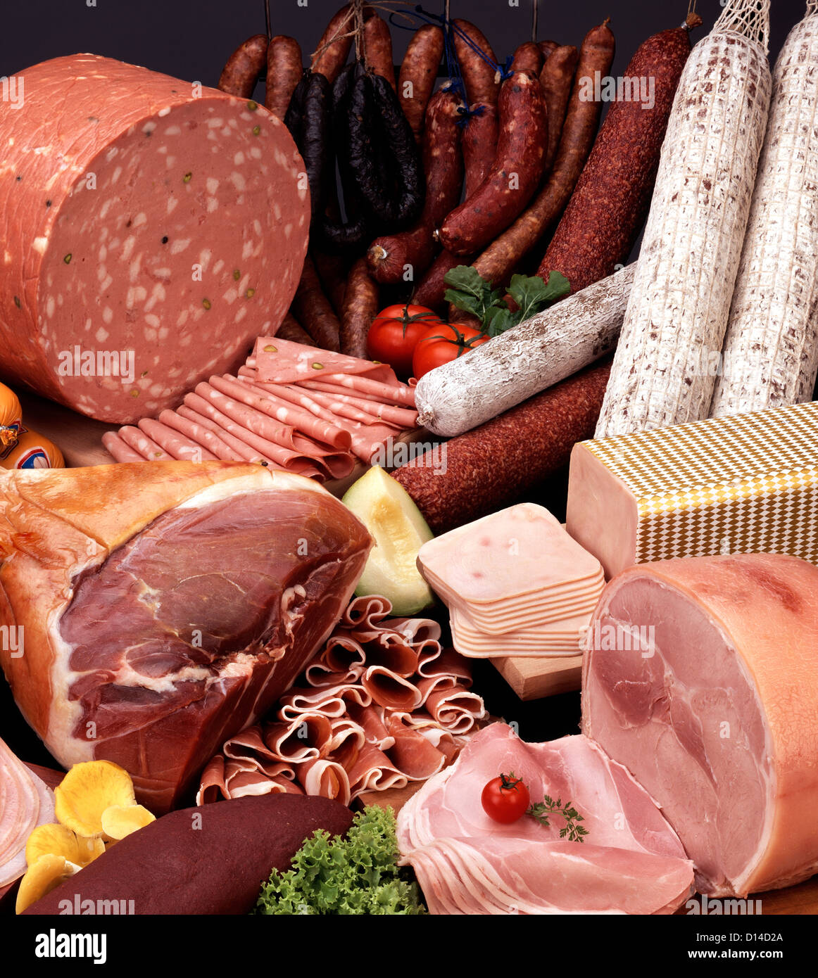 Assortimento di salumi Foto Stock