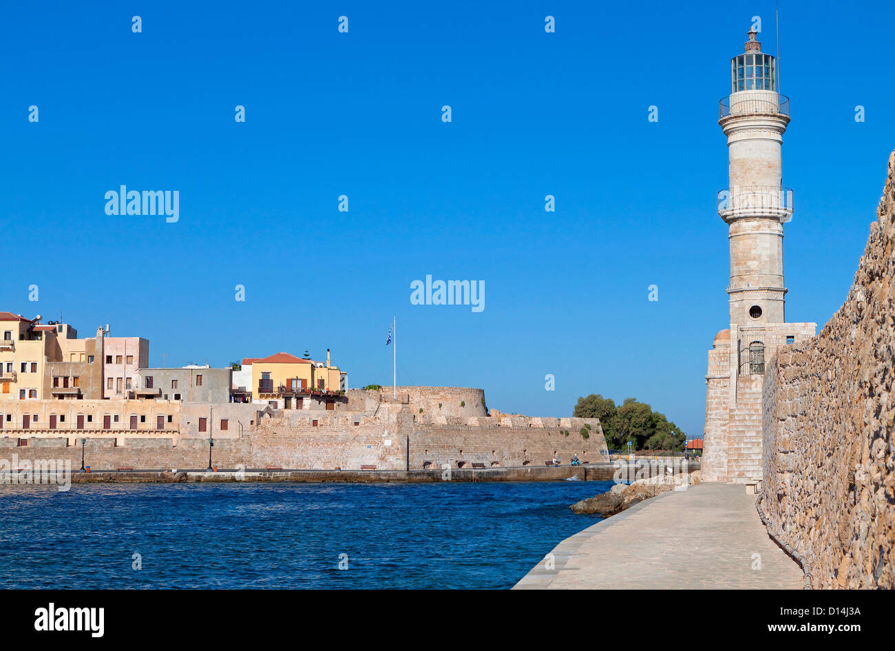 Città di Chania e porto di Creta in Grecia Foto Stock