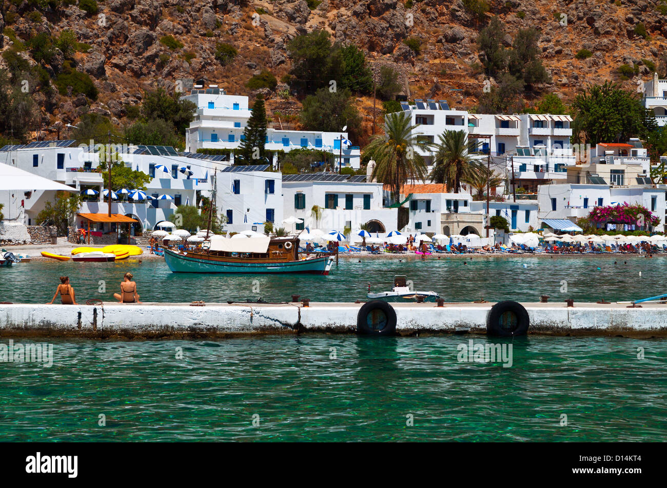 Loutro baia a sud di Creta in Grecia. Costa del mar Libico Foto Stock