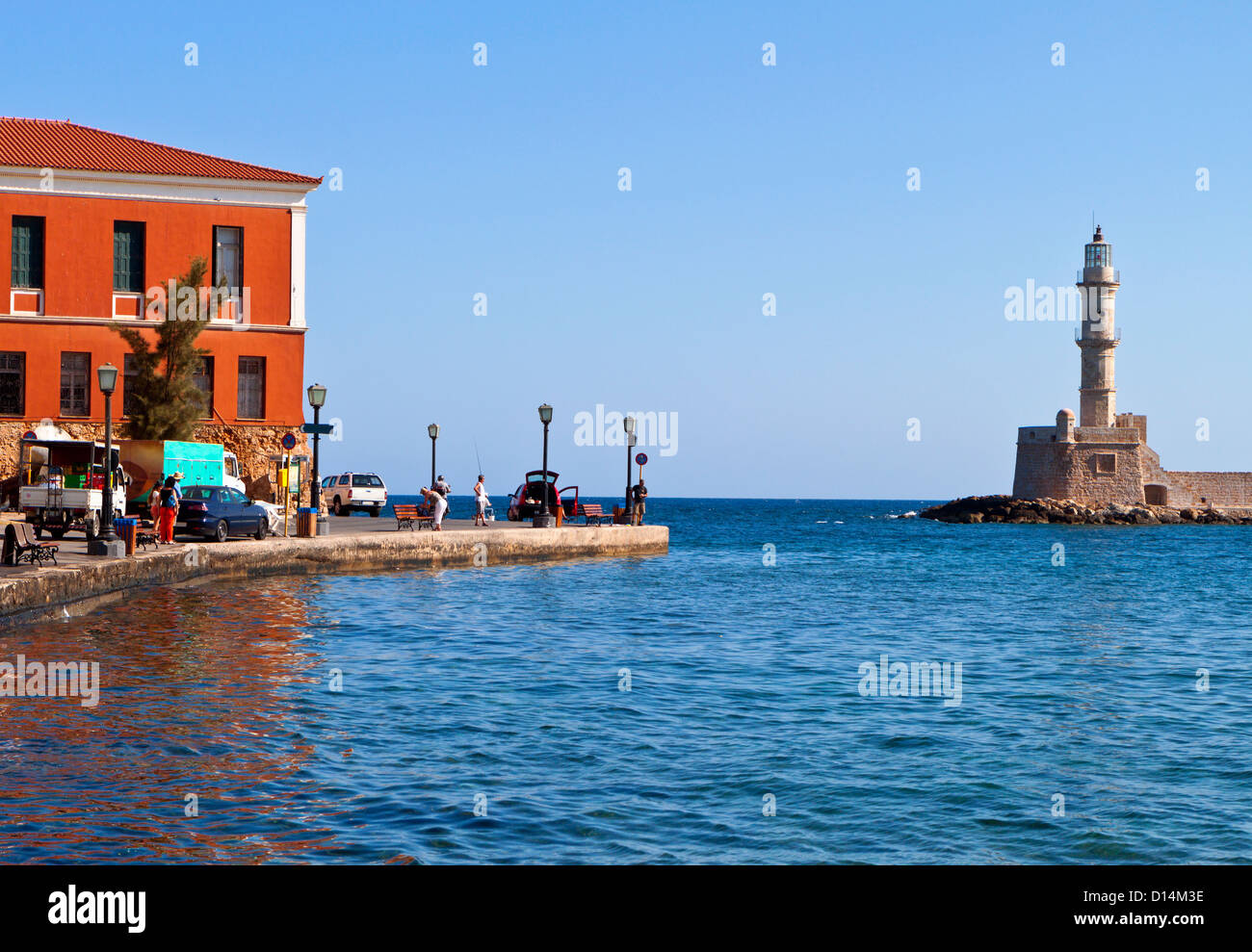Hania city e il vecchio porto veneziano a Creta in Grecia Foto Stock