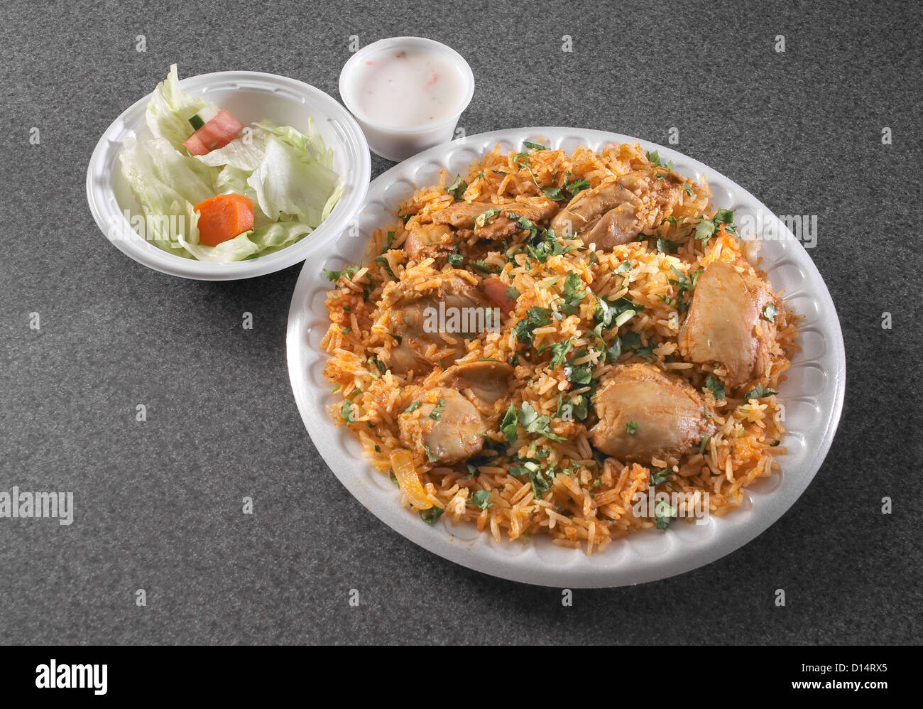 Il cibo indiano il Fast Food pollo Bir'yani Foto Stock