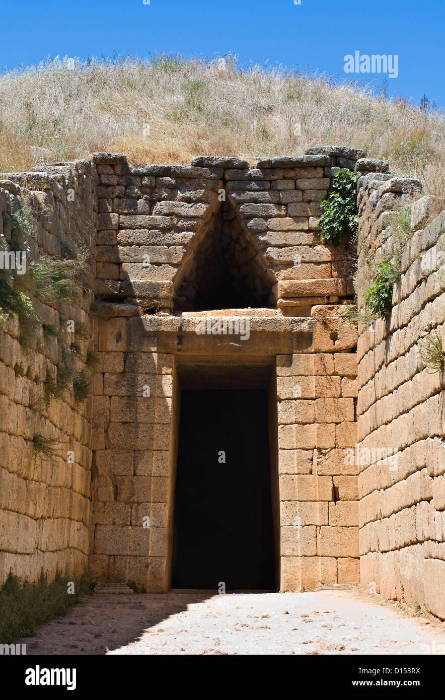 Tesoro di Atreo o tomba di Clitennestra, tholes Micene, Peloponneso, Grecia Foto Stock