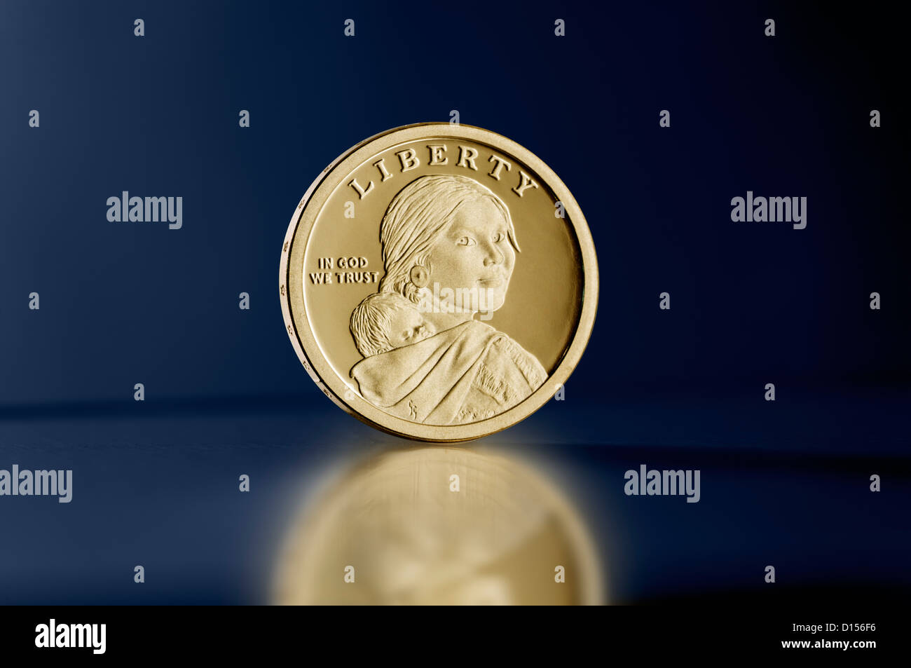 Montante golden Sacagawea un dollaro moneta Foto Stock