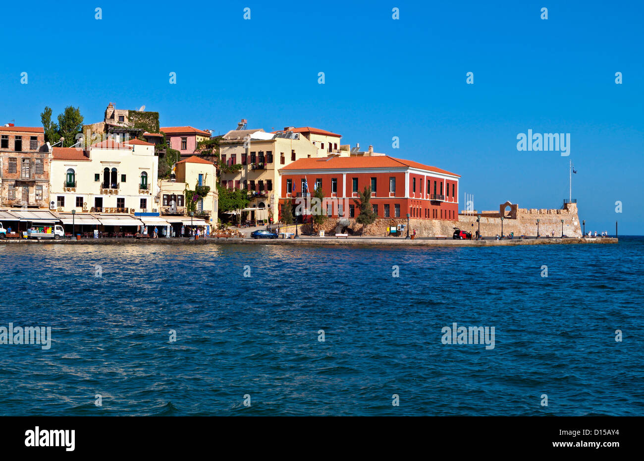 Hania city e il vecchio porto veneziano a Creta in Grecia Foto Stock