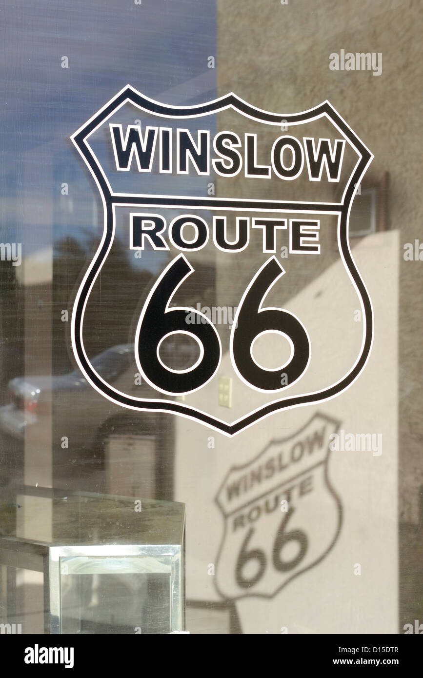Route 66 accedi Winslow, Arizona Foto Stock