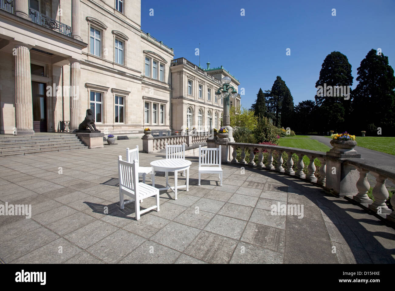 Essen, Germania, Villa Huegel della famiglia Krupp, terrazza Foto Stock