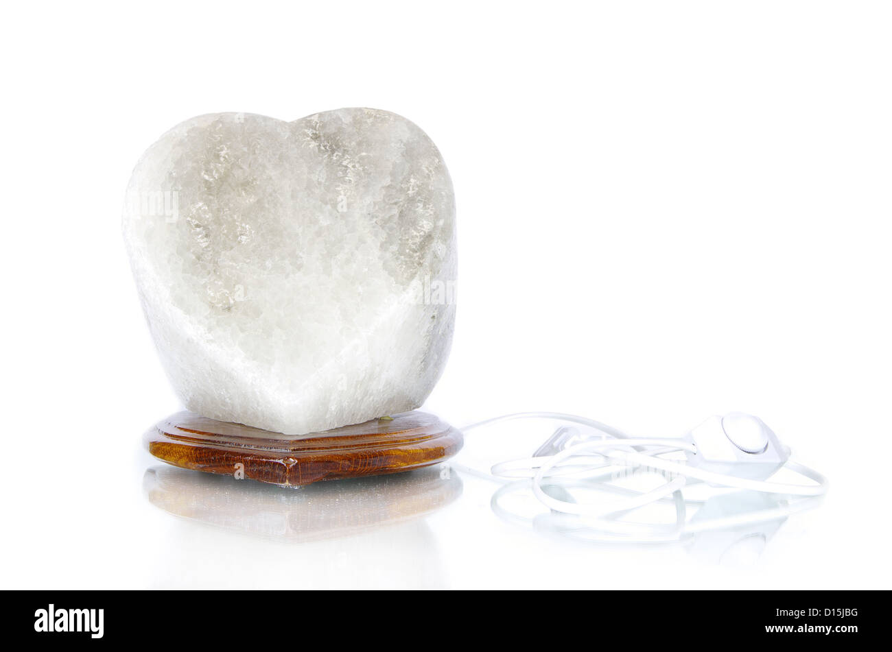Sale lampada di roccia isolate su sfondo bianco Foto Stock