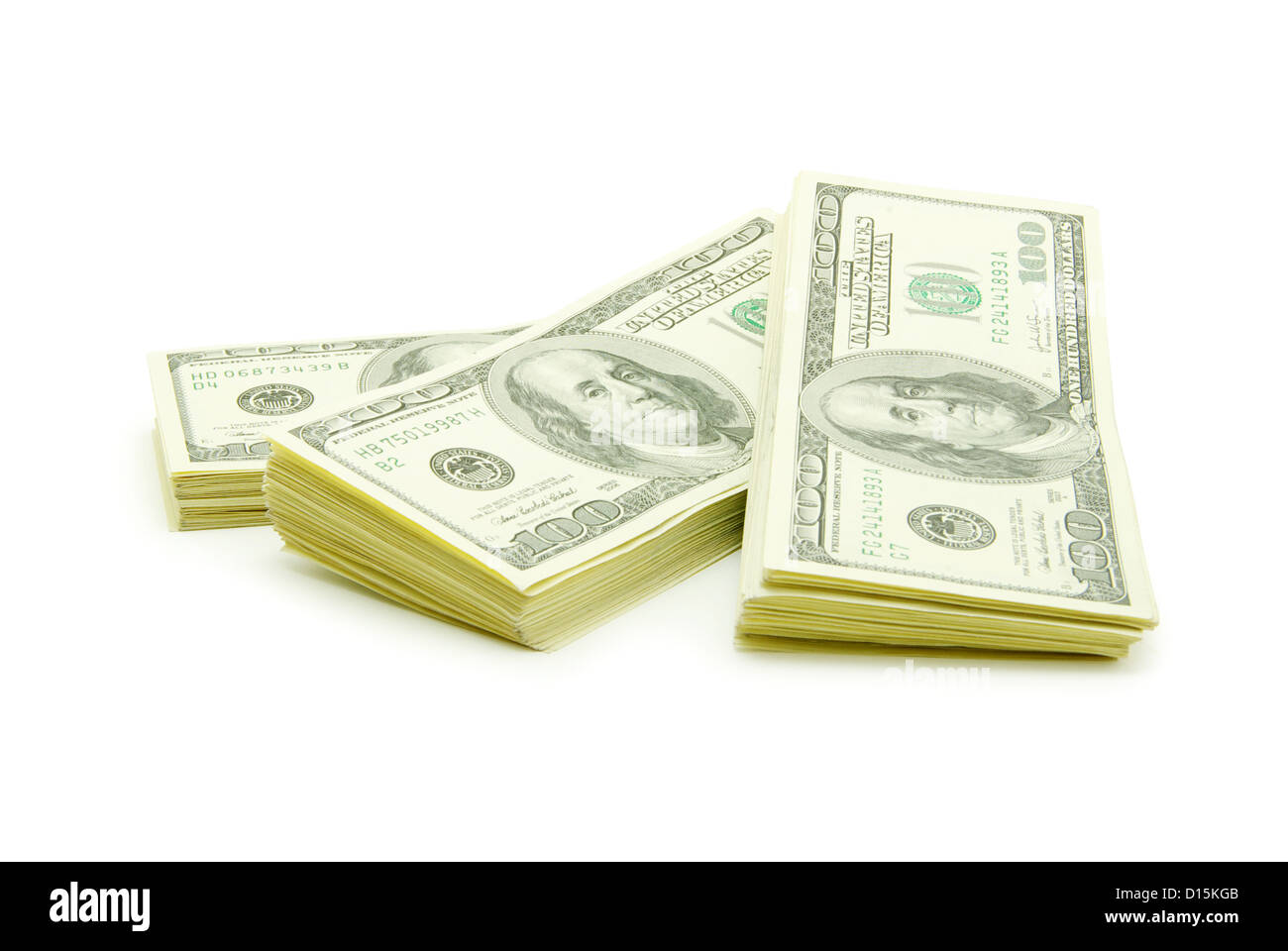 Stock di denaro isolato su sfondo bianco Foto Stock