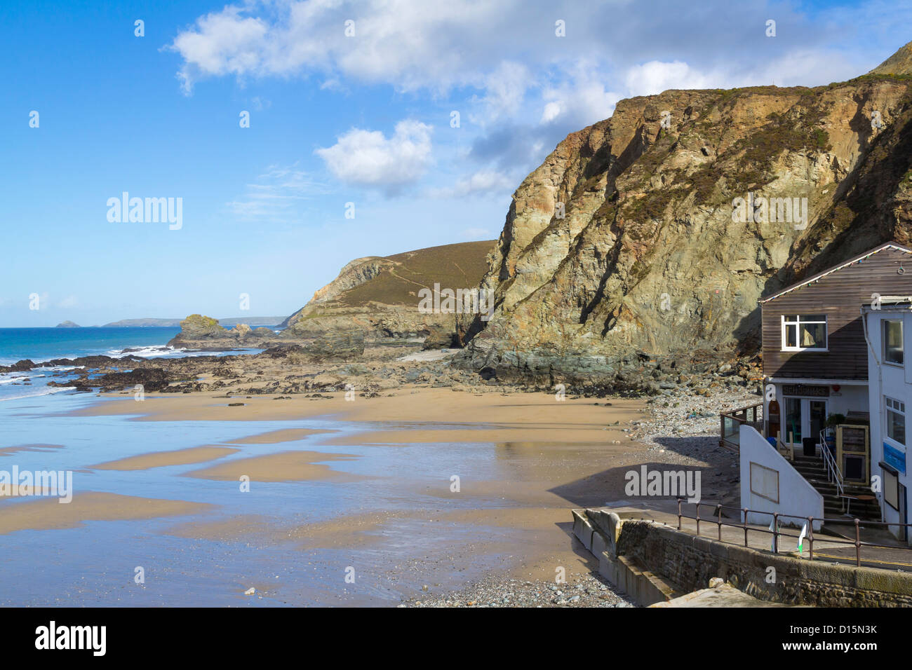 La spiaggia di Trevaunance Cove Sant Agnese, Cornwall Inghilterra REGNO UNITO Foto Stock