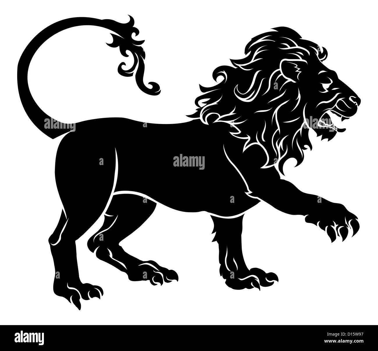 Una illustrazione di un nero stilizzato lion forse un lion tattoo Foto Stock