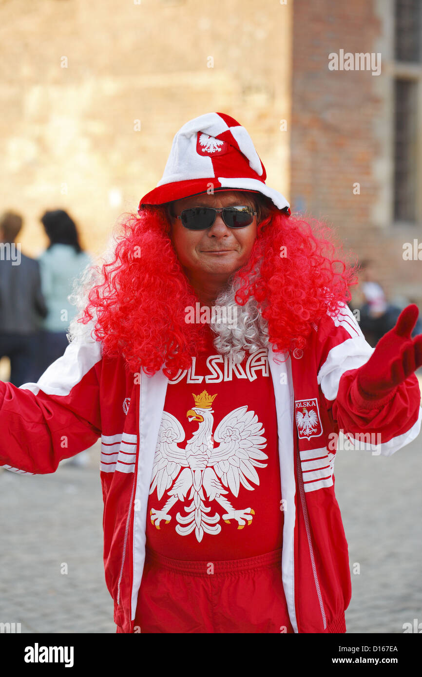 Il polacco tifoso di calcio, Gdansk, Euro 2012, Polonia Foto Stock