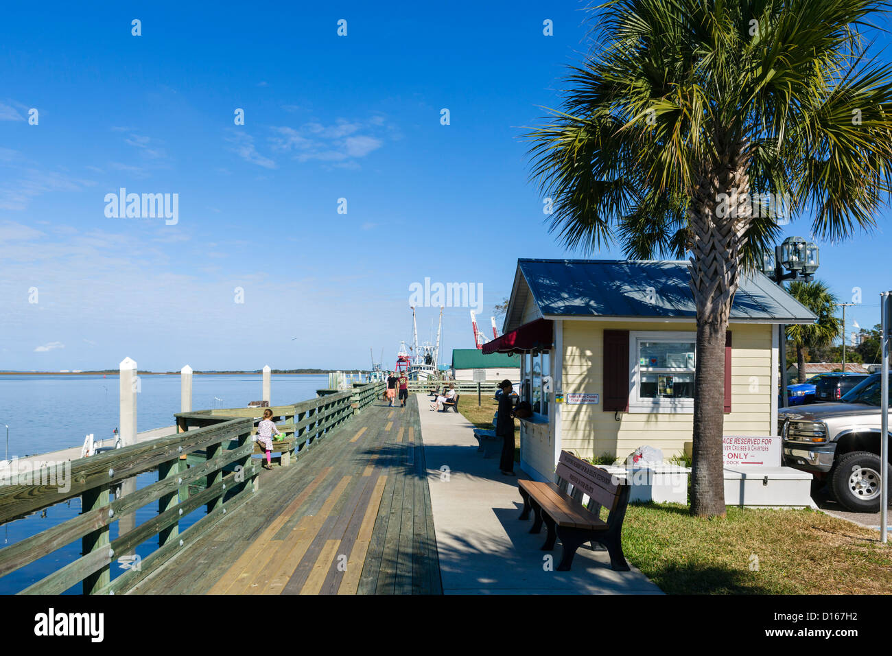 Il lungomare nel centro storico di Fernandina Beach, Amelia Island, Florida, Stati Uniti d'America Foto Stock