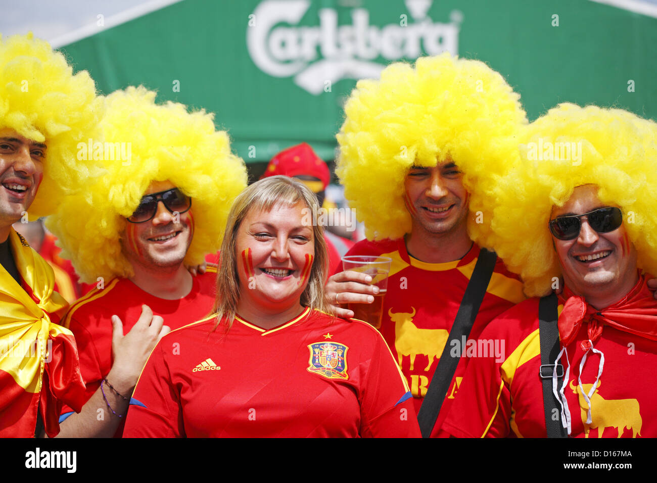 Lo spagnolo gli appassionati di calcio, Gdansk, Euro 2012, Polonia Foto Stock