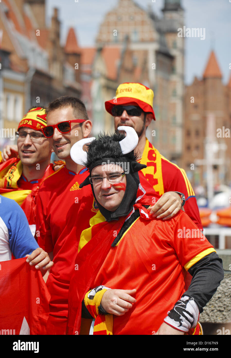 Lo spagnolo gli appassionati di calcio, Gdansk, Euro 2012, Polonia Foto Stock