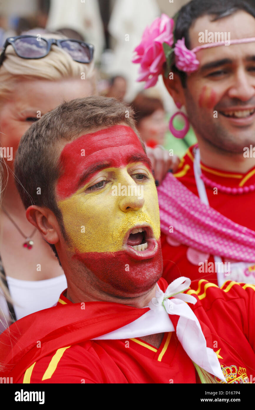 Lo spagnolo gli appassionati di calcio, Gdansk, Euro 2012, Polonia Foto Stock