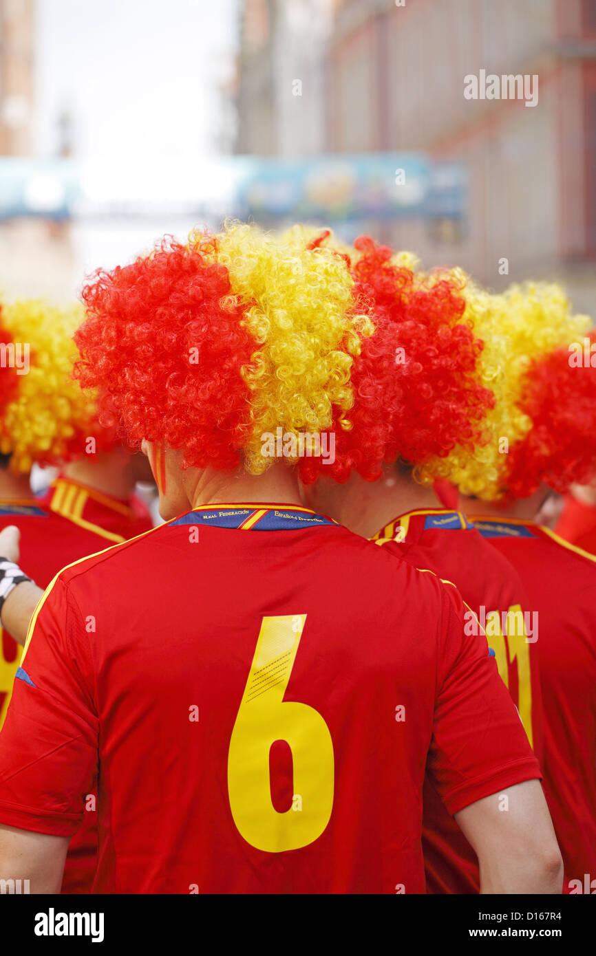 Lo spagnolo gli appassionati di calcio, Gdansk, Euro 2012, Polonia Foto Stock
