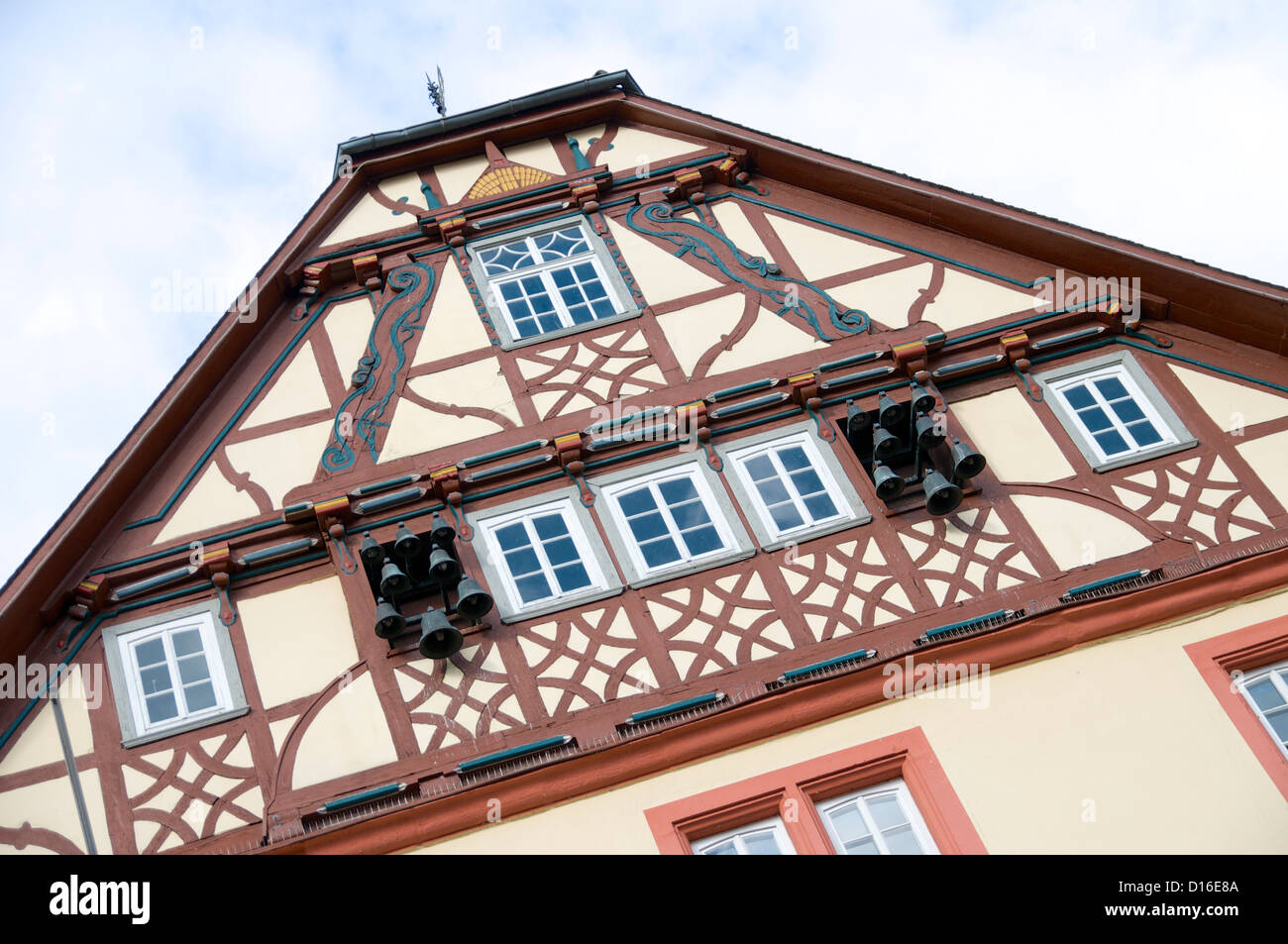 La facciata del municipio storico di Rotenburg an der Fulda (costruito tra il 1597 e il 1598). Foto Stock