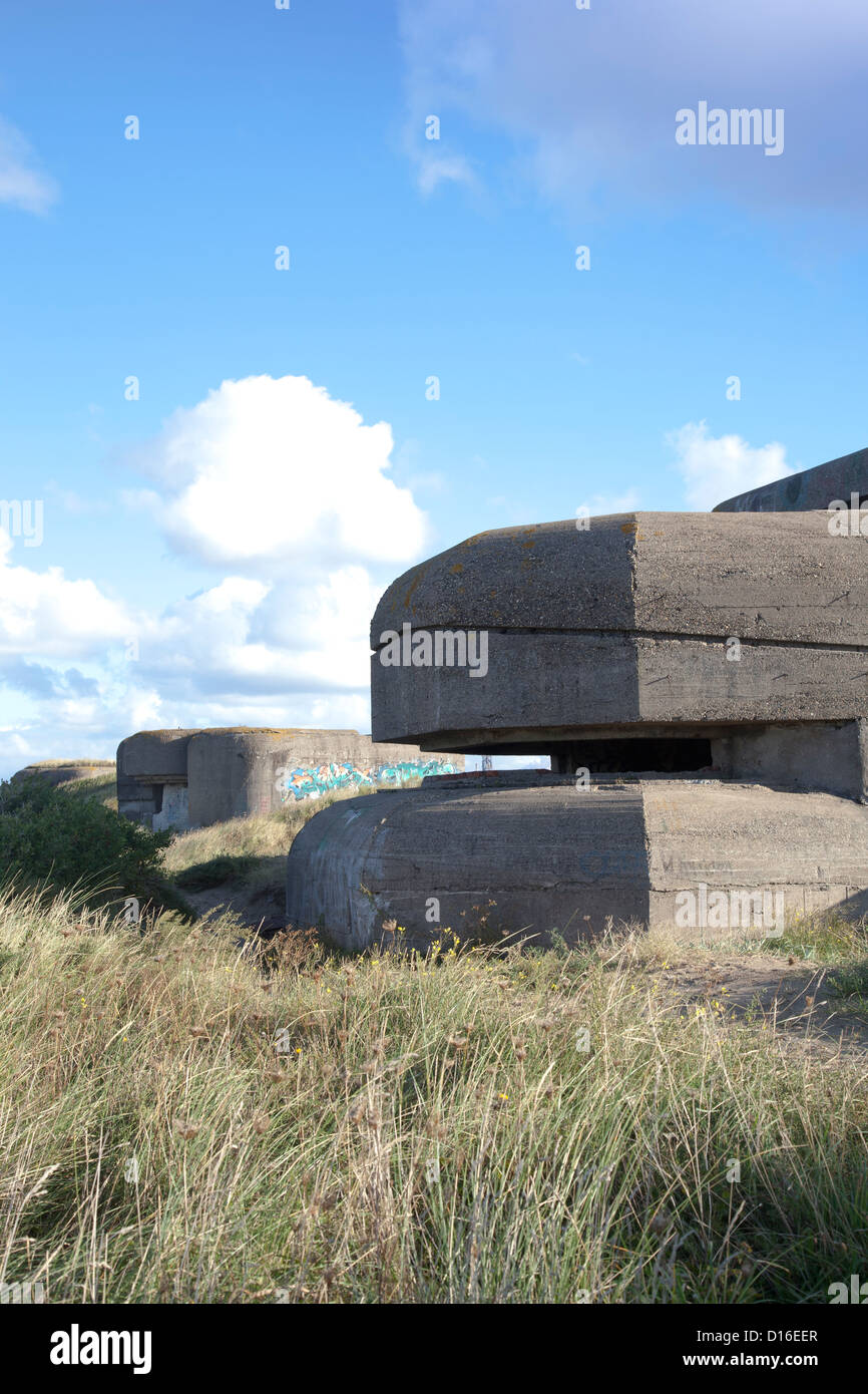 Calcestruzzo bunker tedeschi della Seconda Guerra Mondiale Foto Stock