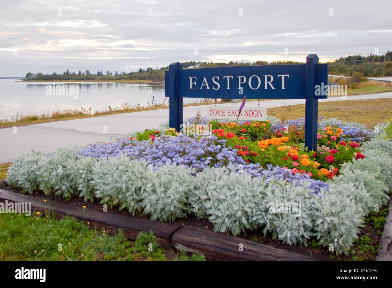 Segno come si immette Eastport, Maine Foto Stock