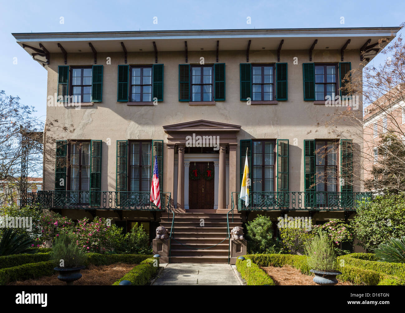 La storica Andrew Low House sulla Abercorn Street, Savannah, Georgia, Stati Uniti d'America Foto Stock