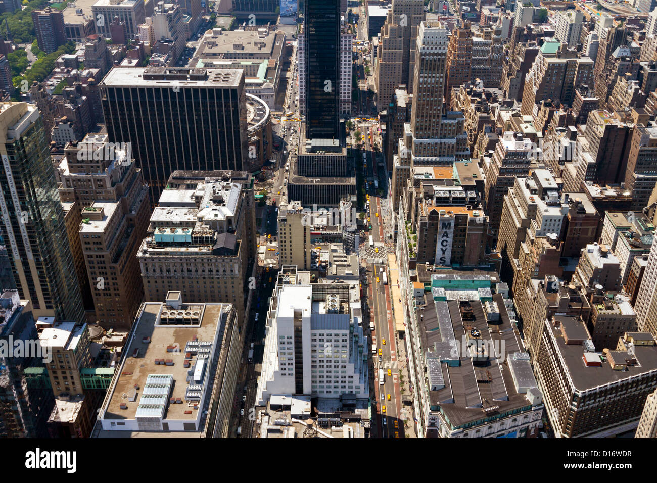Vista aerea della città di New York le strade con edifici, taxi e auto Foto Stock
