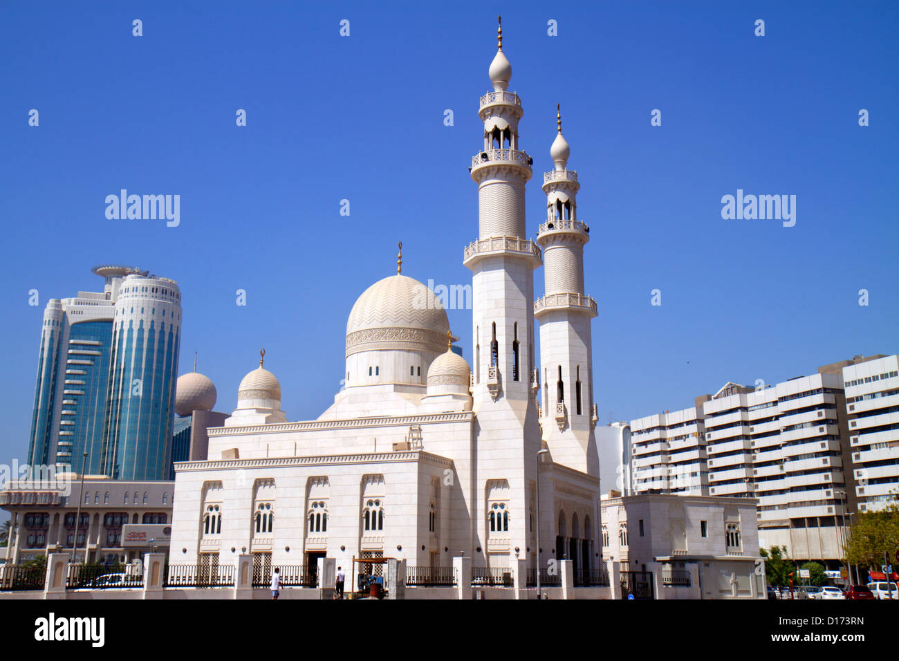 Dubai UAE,Emirati Arabi Uniti,Deira,al Rigga,Baniyas Road,nuova moschea,in costruzione di nuovi cantieri,Dubai Creek Tower,edificio,High ris Foto Stock