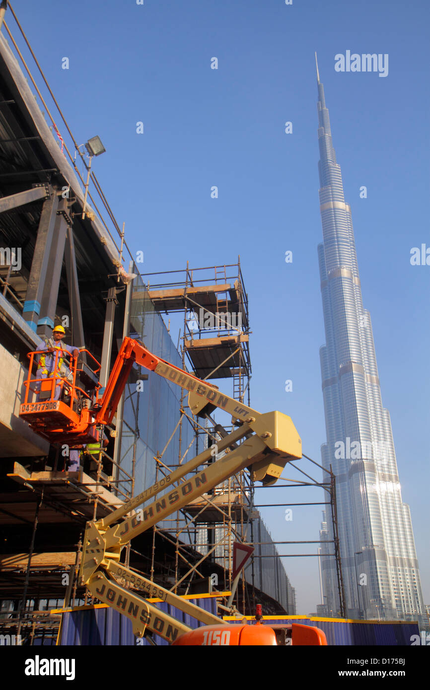 Dubai UAE,Emirati Arabi Uniti,Medio Oriente orientale,Centro citta' Dubai,Burj Dubai,in costruzione di nuovi cantieri, costruzione,Burj Khalifa,World' Foto Stock