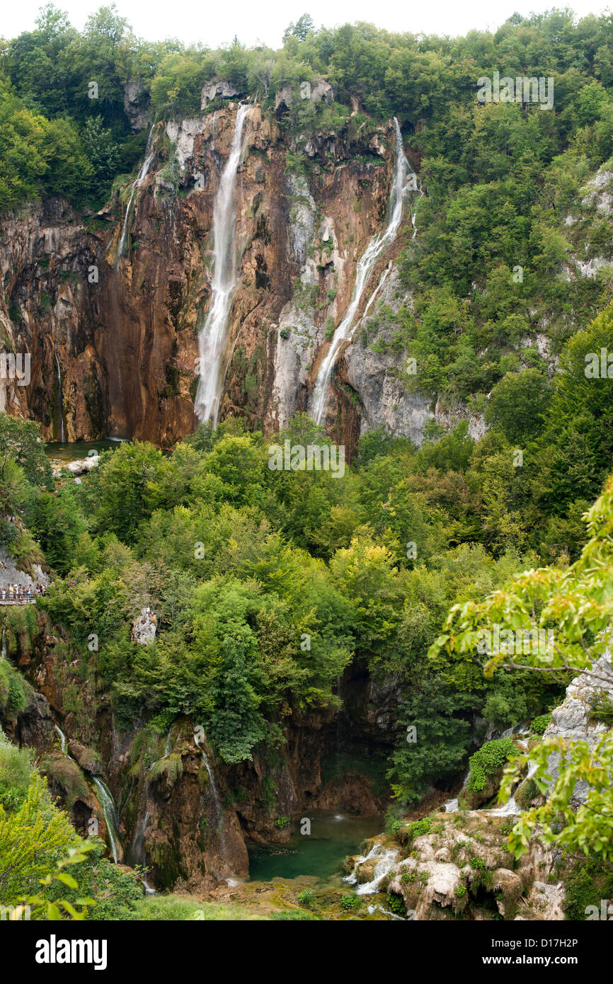 Il Parco Nazionale dei Laghi di Plitvice in Croazia. Foto Stock