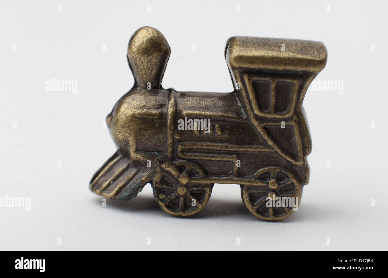 Treno di metallo pezzo i giocatori dal gioco di bordo del monopolio. Foto Stock