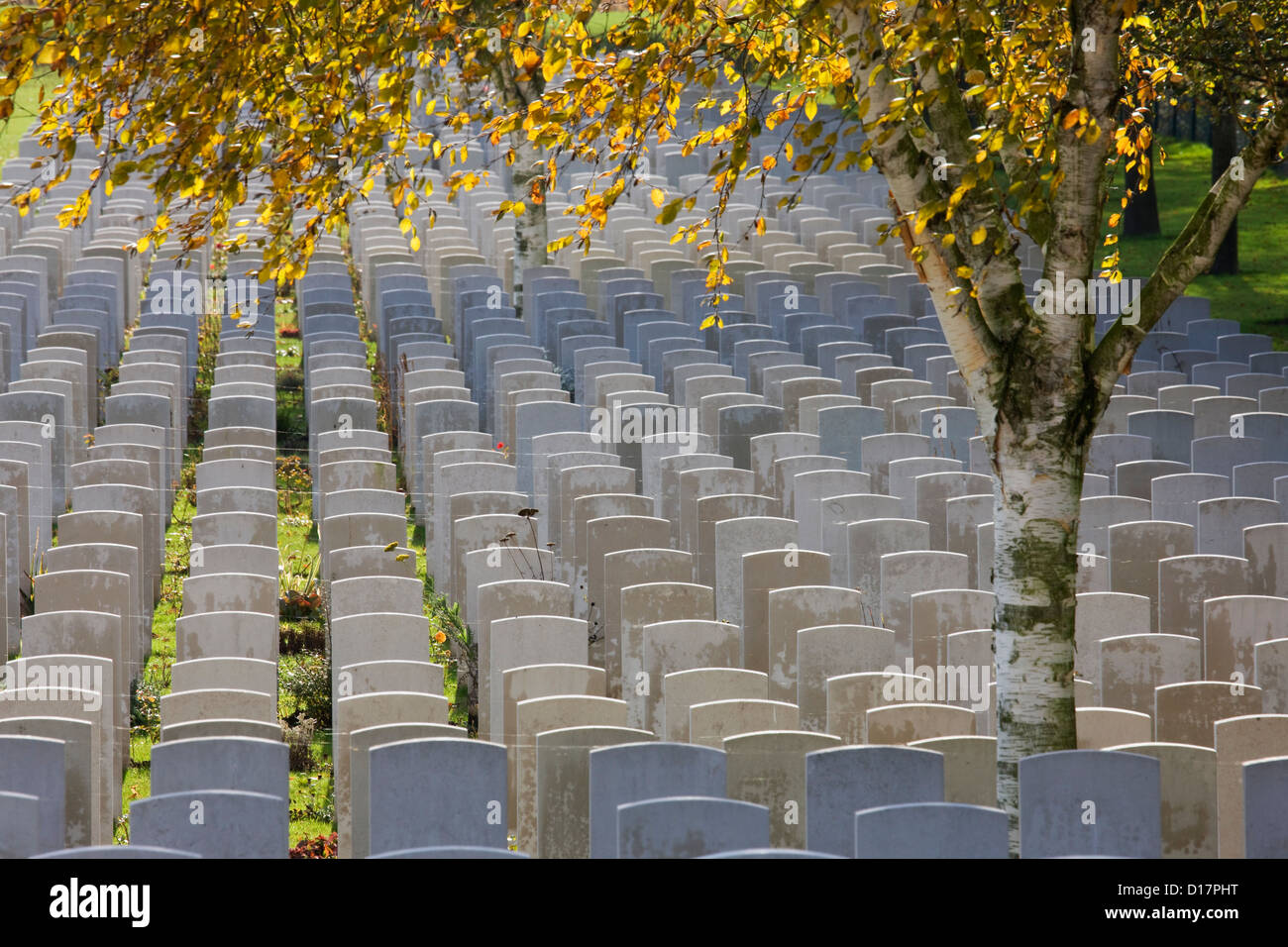Hooge cratere cimitero, Commissione delle tombe di guerra del Commonwealth sepoltura per la prima guerra mondiale i soldati britannici, Zillebeke, Belgio Foto Stock