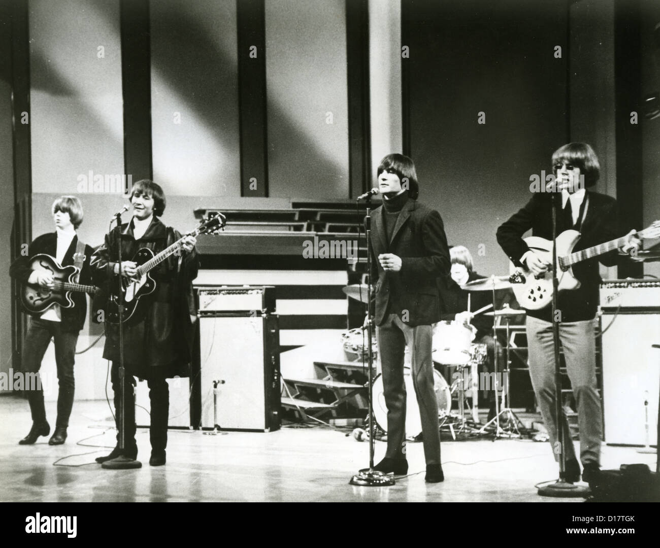I BYRDS foto promozionale di noi gruppo pop circa 1965 da l: Mike Clark, Dave Crosby, Gene Clark, Roger McGuinn Foto Stock