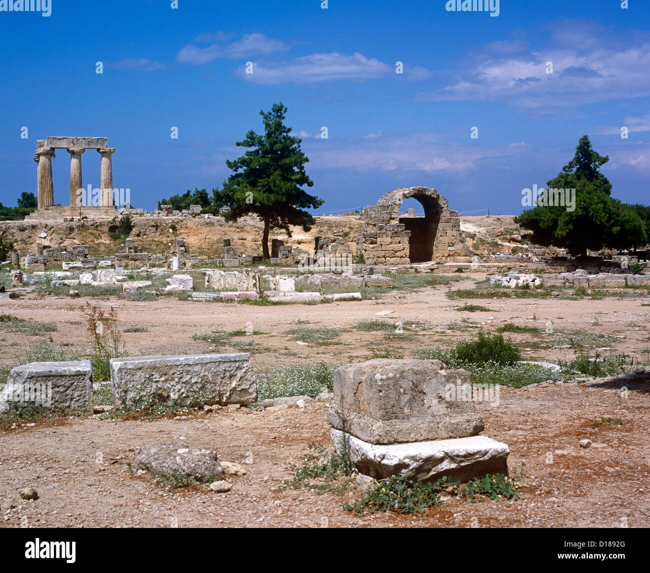 Le antiche rovine di Corinto Grecia Foto Stock