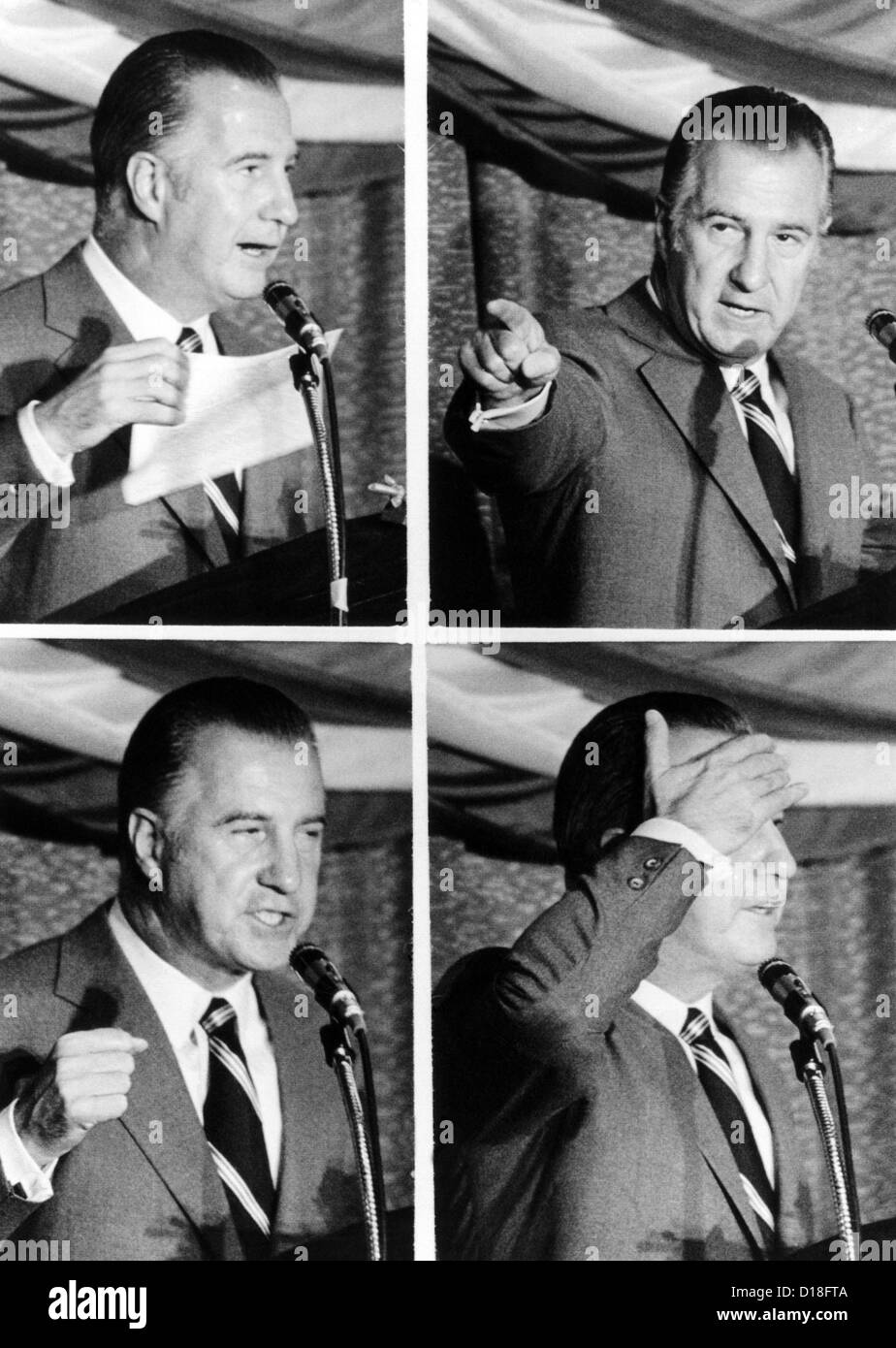 Vice Presidente Agnew relished il suo ruolo come attacco politico cane per l'amministrazione Nixon. Sequenza di quattro immagini da Foto Stock