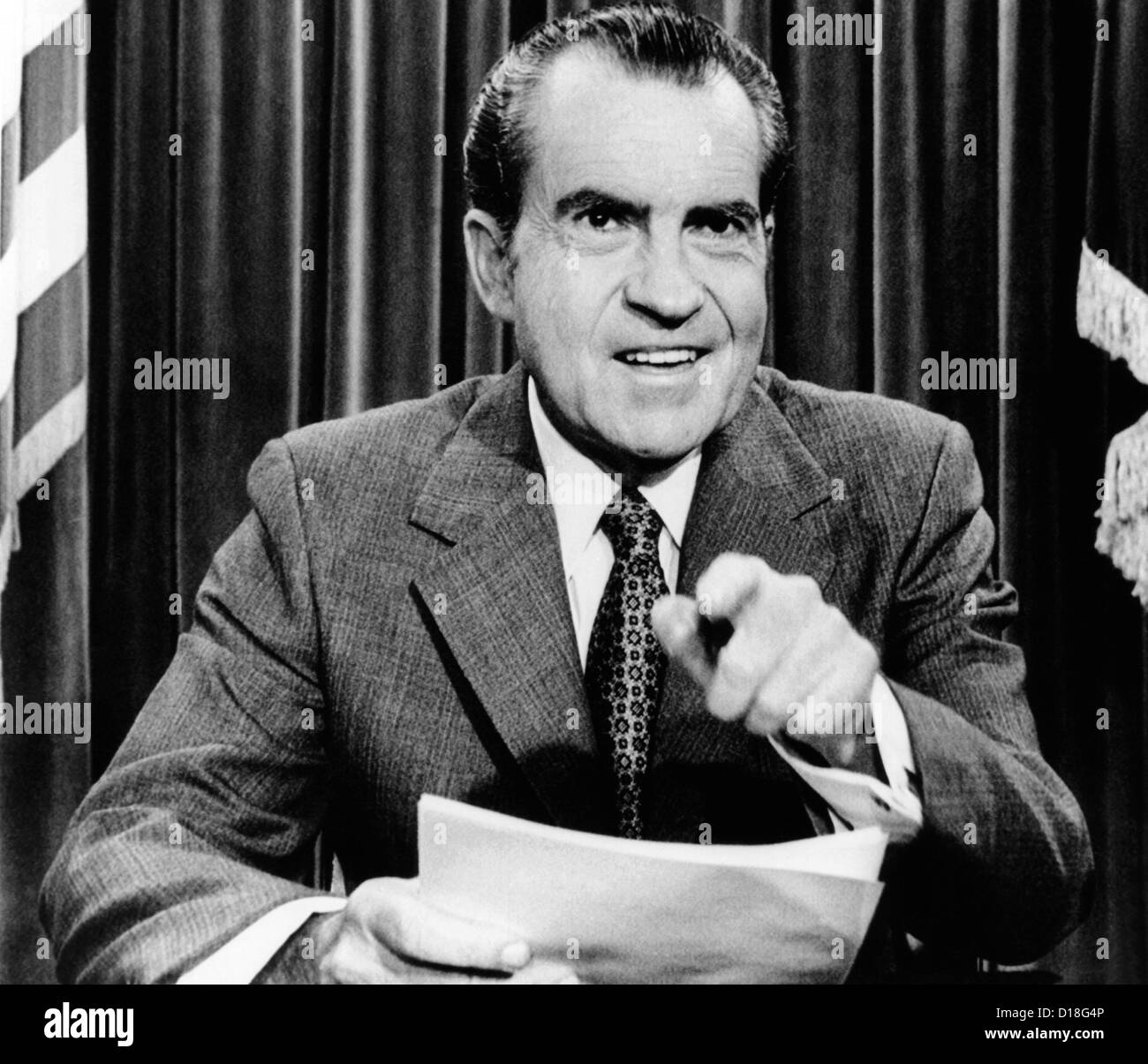 Il presidente Richard Nixon presenta un nuovo Vietnam piano di pace. È chiamato da noi e nord Vietnamiti truppa ritiri, prigioniero Foto Stock