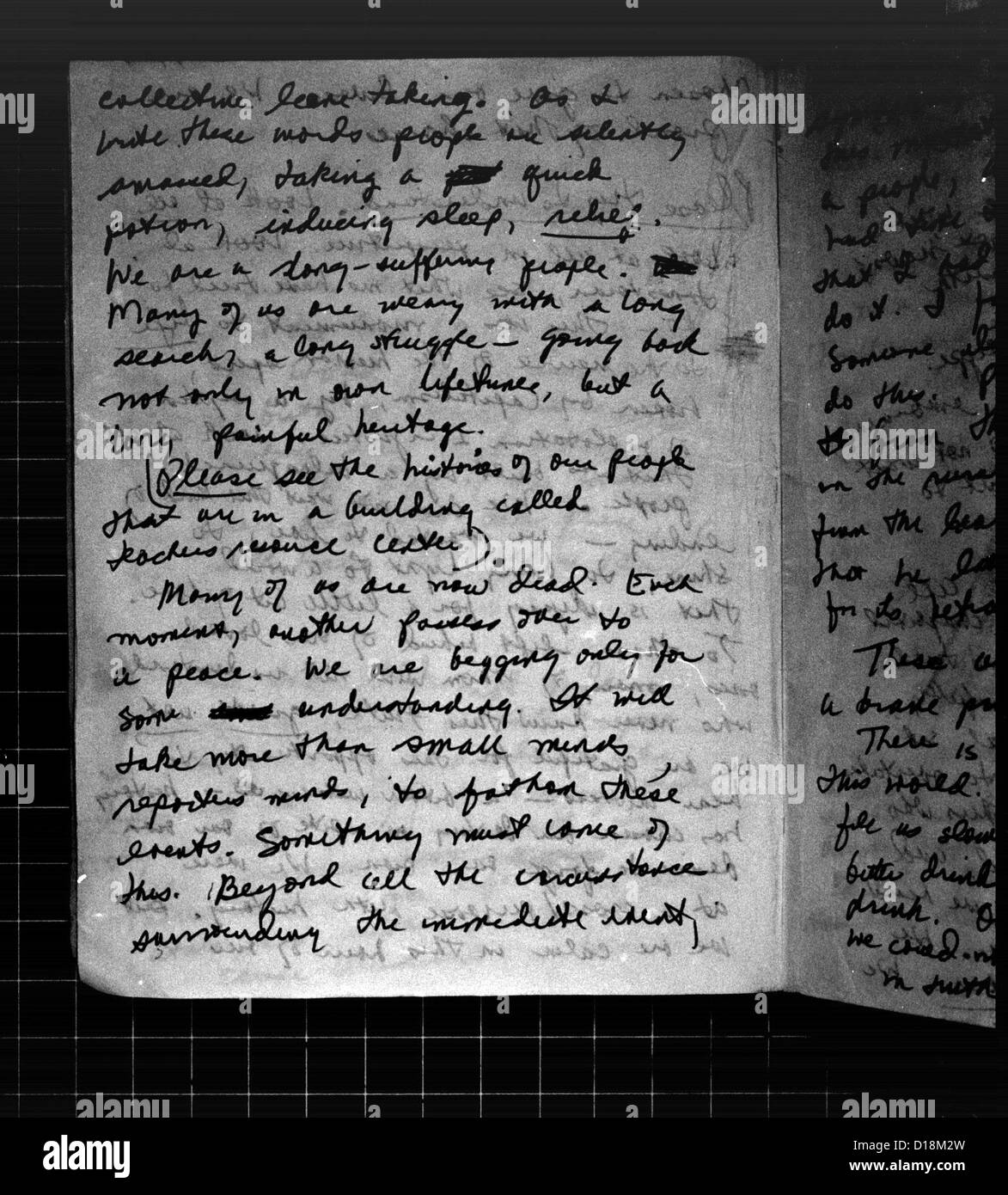 Nota di suicidio, scritto e firmato da Annie Moore. Pagina 2. Moore era un registro infermiere e uno dei leader di tutti i popoli Foto Stock