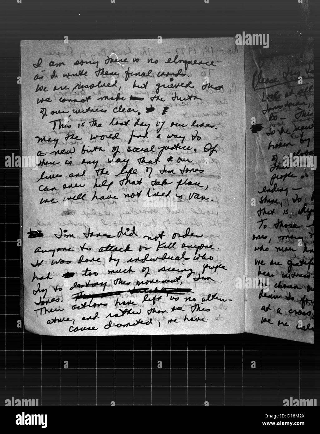Nota di suicidio, scritto e firmato da Annie Moore. Pagina 3. Moore era un registro infermiere e uno dei leader di tutti i popoli Foto Stock