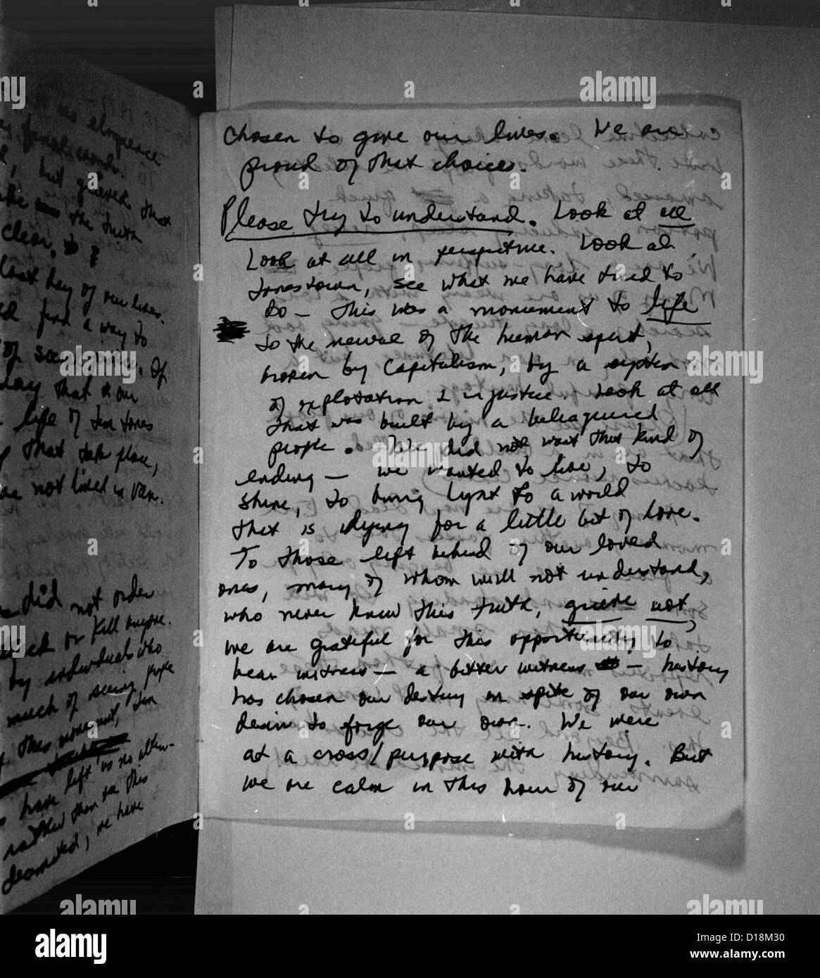 Nota di suicidio, scritto e firmato da Annie Moore. Pagina 4. Moore era un registro infermiere e uno dei leader di tutti i popoli Foto Stock