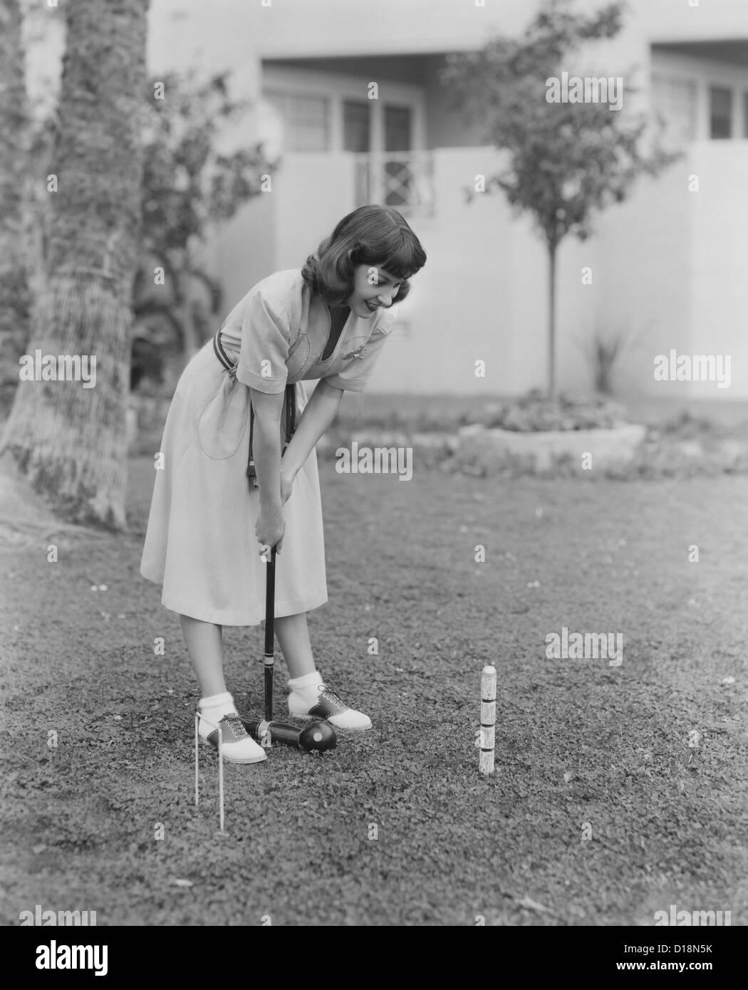 Giocano a croquet Foto Stock